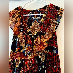 Super unique, colorful Free People V-neck dress